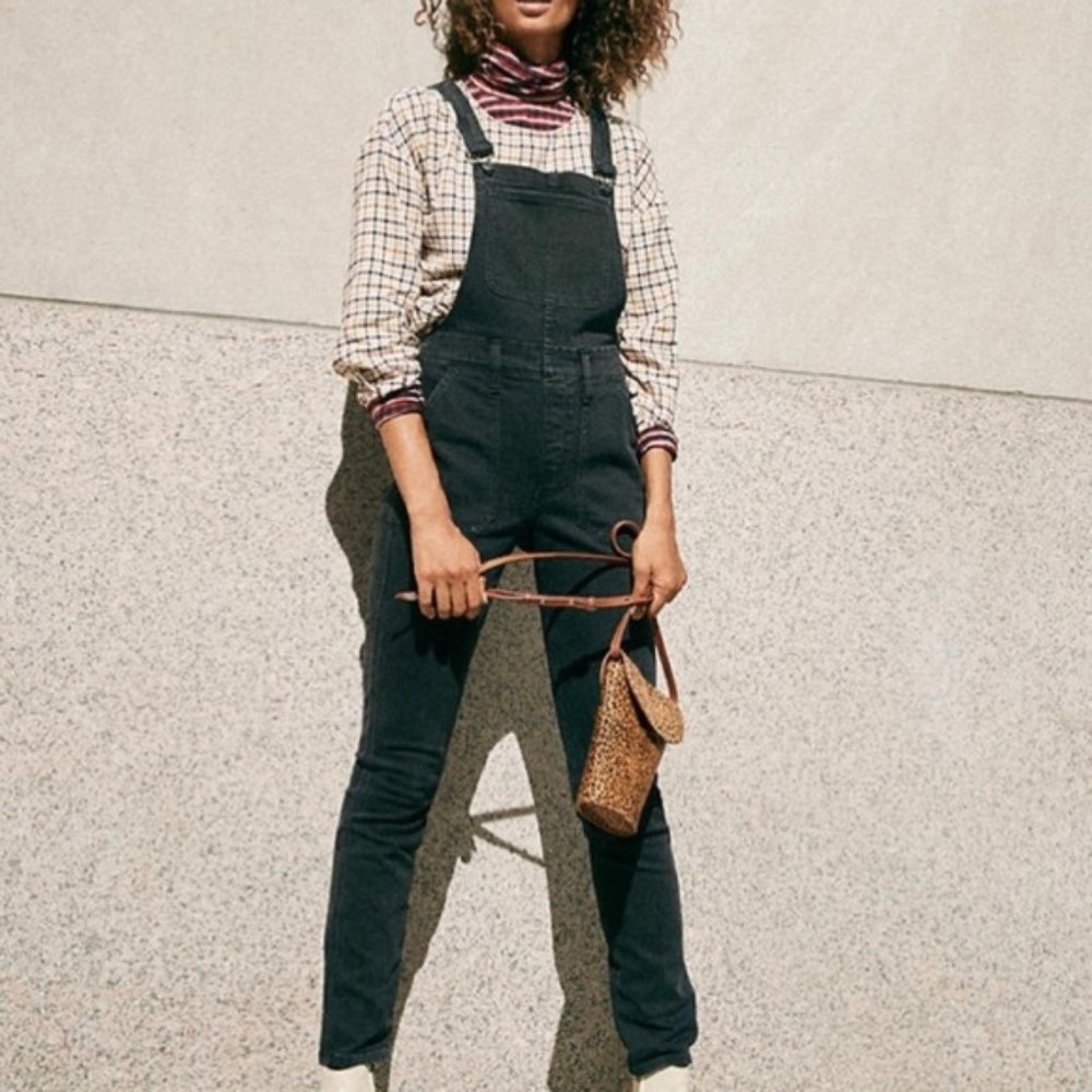 Madewell lunar wash skinny black overalls, XXL